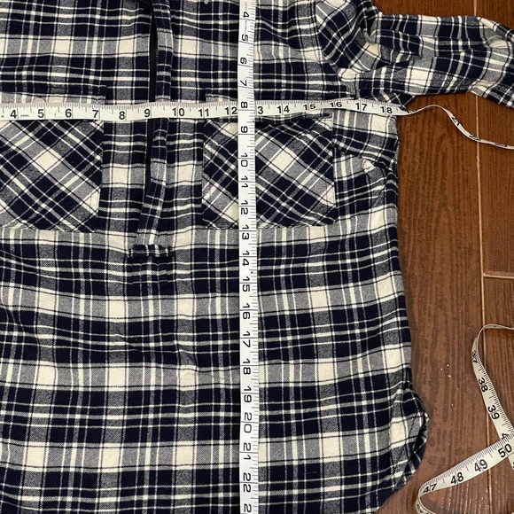 J Crew Flannel Shirt Jacket blue white plaid half zip front size XXS long sleeve - Picture 3 of 11